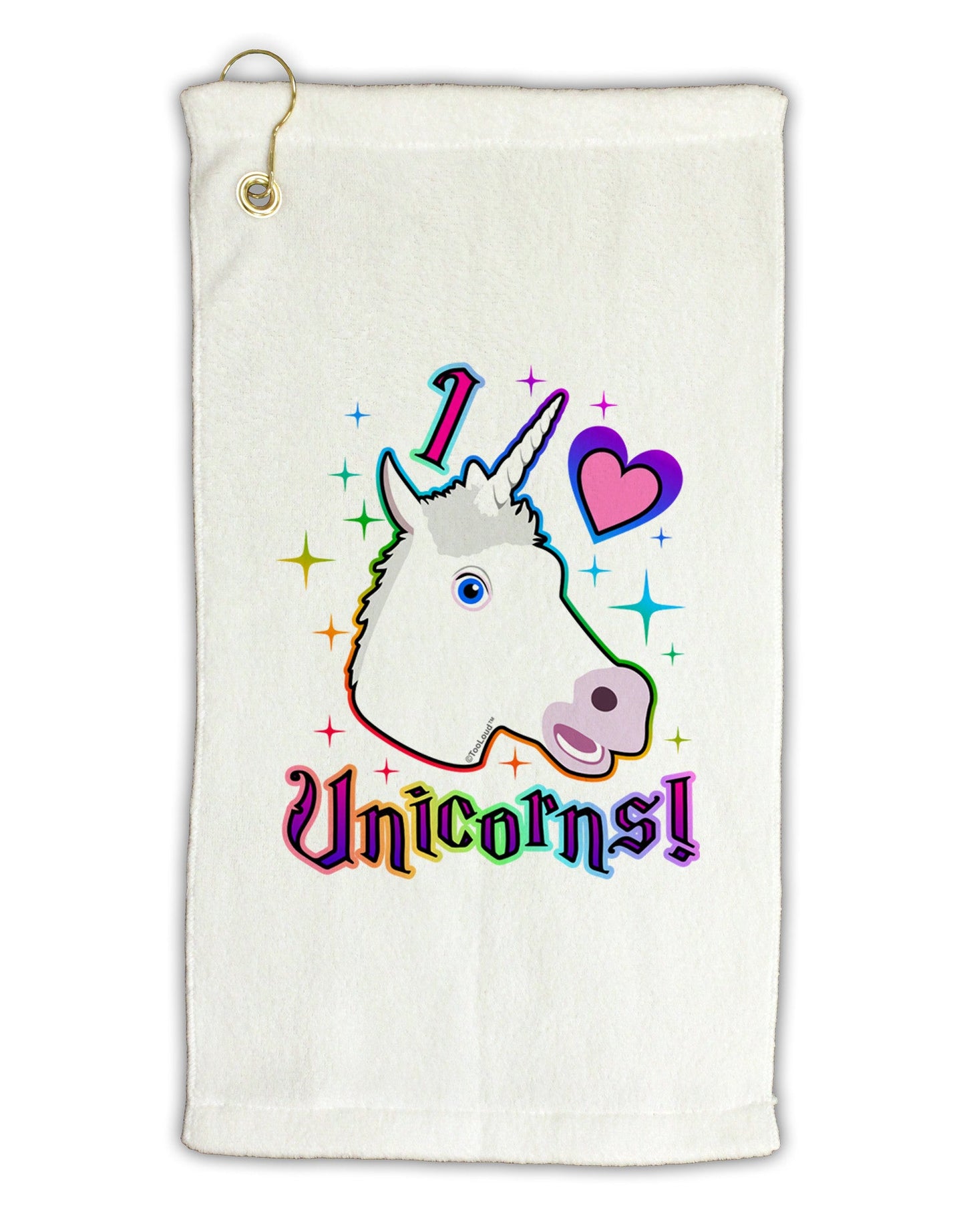 I love Unicorns Micro Terry Gromet Golf Towel 11"x19-Golf Towel-TooLoud-White-Davson Sales