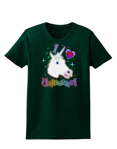 I love Unicorns Womens Dark T-Shirt-TooLoud-Forest-Green-Small-Davson Sales