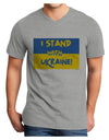 I stand with Ukraine Flag Adult V-Neck T-shirt HeatherGray 4XL Tooloud