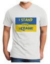 I stand with Ukraine Flag Adult V-Neck T-shirt White 4XL Tooloud