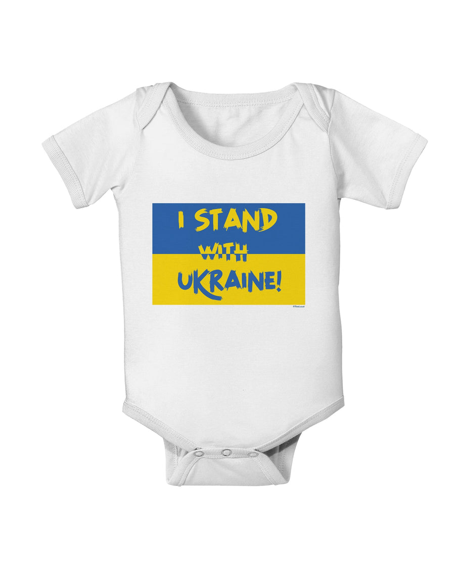 I stand with Ukraine Flag Baby Romper Bodysuit-Baby Romper-TooLoud-White-06-Months-Davson Sales