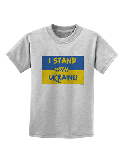 I stand with Ukraine Flag Childrens T-Shirt-Childrens T-Shirt-TooLoud-AshGray-X-Small-Davson Sales