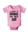 I swear to DRUNK I'm not GOD Baby Romper Bodysuit-Baby Romper-TooLoud-Pink-06-Months-Davson Sales