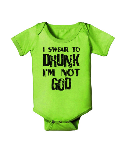 I swear to DRUNK I'm not GOD Baby Romper Bodysuit-Baby Romper-TooLoud-Lime-06-Months-Davson Sales