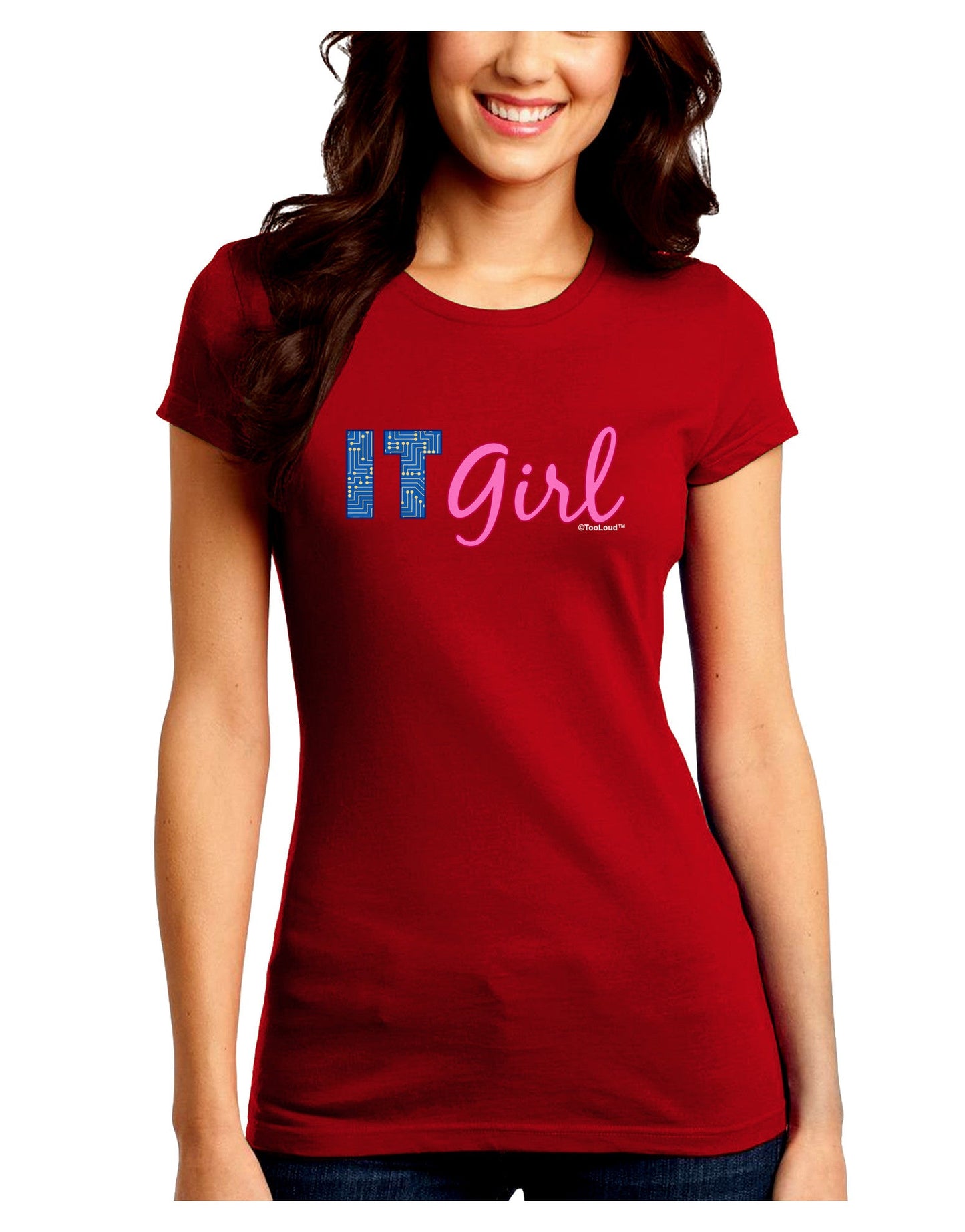 IT Girl Juniors Petite Crew Dark T-Shirt-T-Shirts Juniors Tops-TooLoud-Red-Juniors Fitted Small-Davson Sales