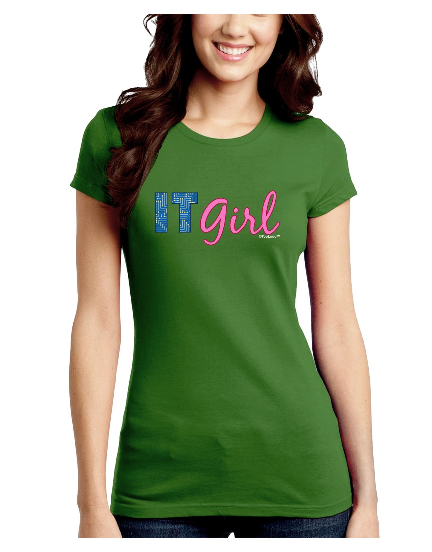 IT Girl Juniors Petite Crew Dark T-Shirt-T-Shirts Juniors Tops-TooLoud-Kiwi-Green-Juniors Fitted Small-Davson Sales