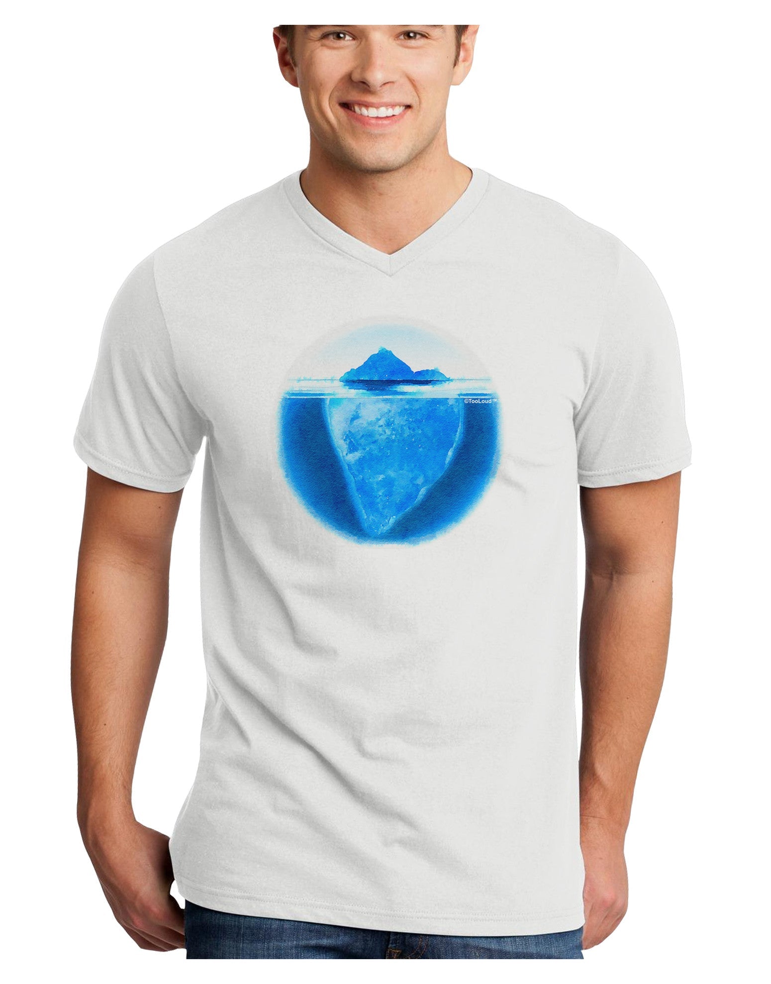 Iceberg Watercolor Adult V-Neck T-shirt-Mens V-Neck T-Shirt-TooLoud-White-Small-Davson Sales