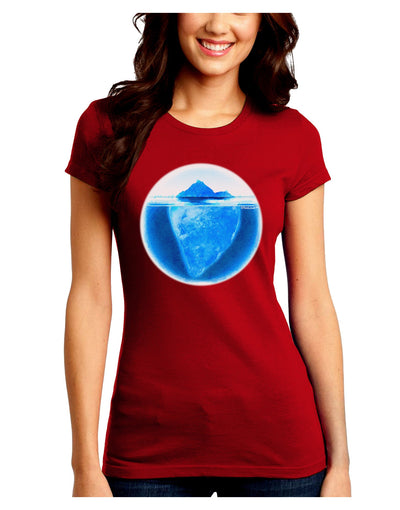 Iceberg Watercolor Juniors Petite Crew Dark T-Shirt-T-Shirts Juniors Tops-TooLoud-Red-Juniors Fitted Small-Davson Sales