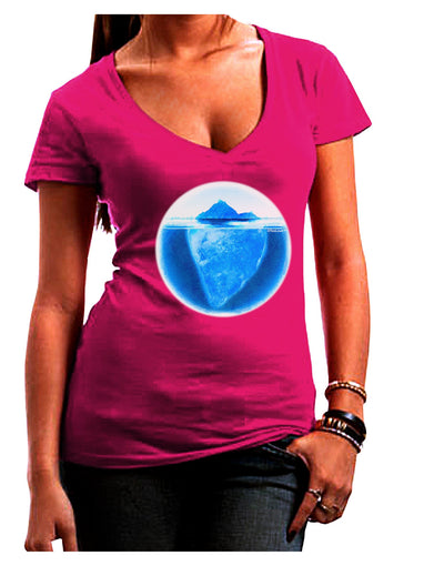 Iceberg Watercolor Womens V-Neck Dark T-Shirt-Womens V-Neck T-Shirts-TooLoud-Hot-Pink-Juniors Fitted Small-Davson Sales