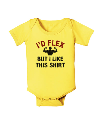 I'd Flex But I Like This Shirt Baby Romper Bodysuit-Baby Romper-TooLoud-Yellow-06-Months-Davson Sales