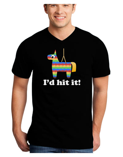 I'd Hit it - Funny Pinata Design Adult Dark V-Neck T-Shirt-TooLoud-Black-Small-Davson Sales