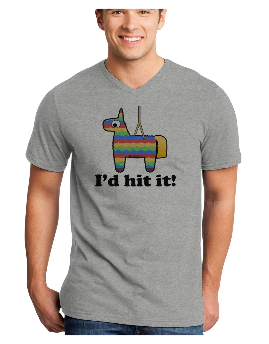 I'd Hit it - Funny Pinata Design Adult V-Neck T-shirt-Mens V-Neck T-Shirt-TooLoud-White-Small-Davson Sales