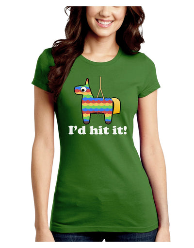 I'd Hit it - Funny Pinata Design Juniors Crew Dark T-Shirt-T-Shirts Juniors Tops-TooLoud-Kiwi-Green-Juniors Fitted Small-Davson Sales