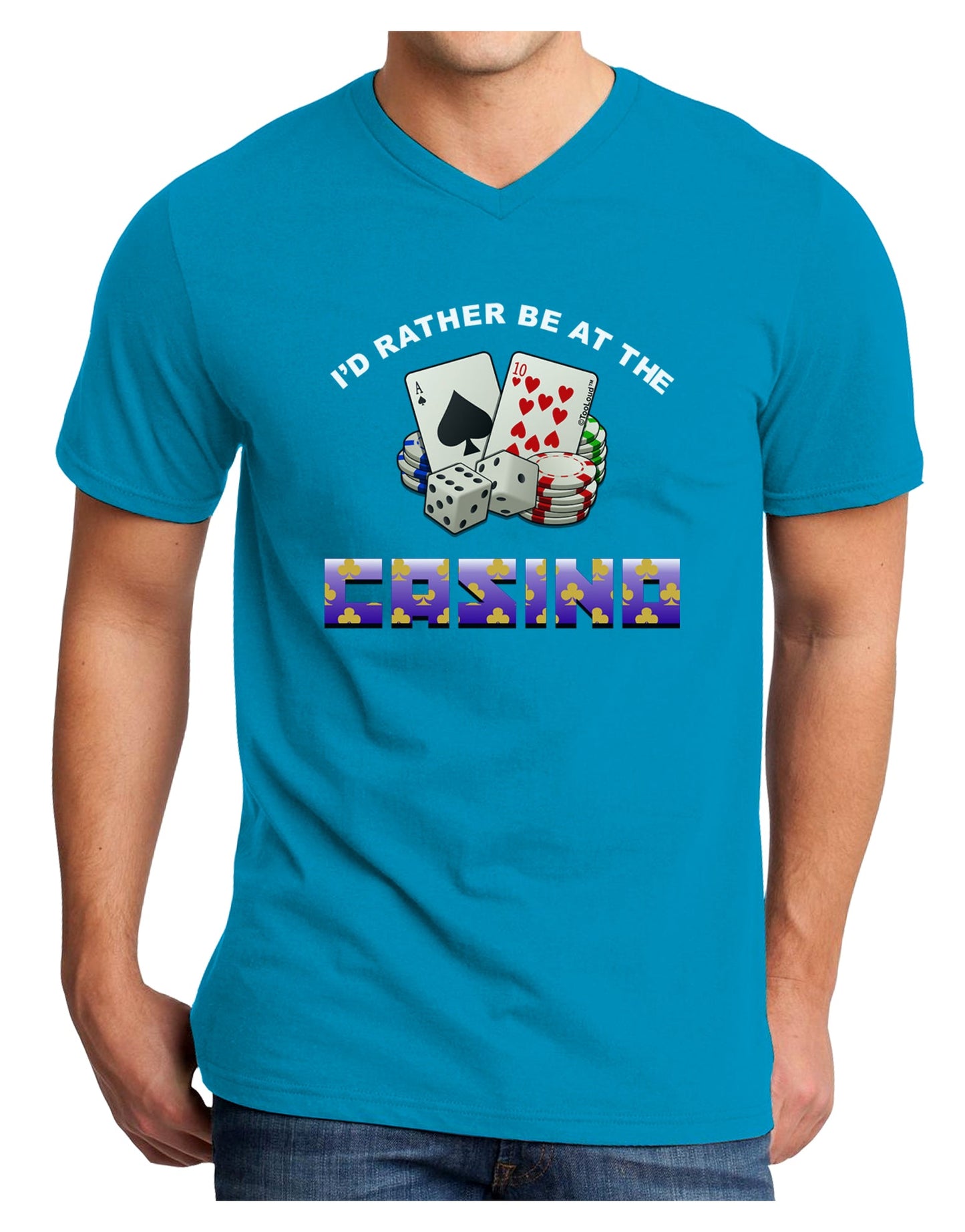 I'd Rather Be At The Casino Funny Adult Dark V-Neck T-Shirt by TooLoud-Mens T-Shirt-TooLoud-Turquoise-Small-Davson Sales