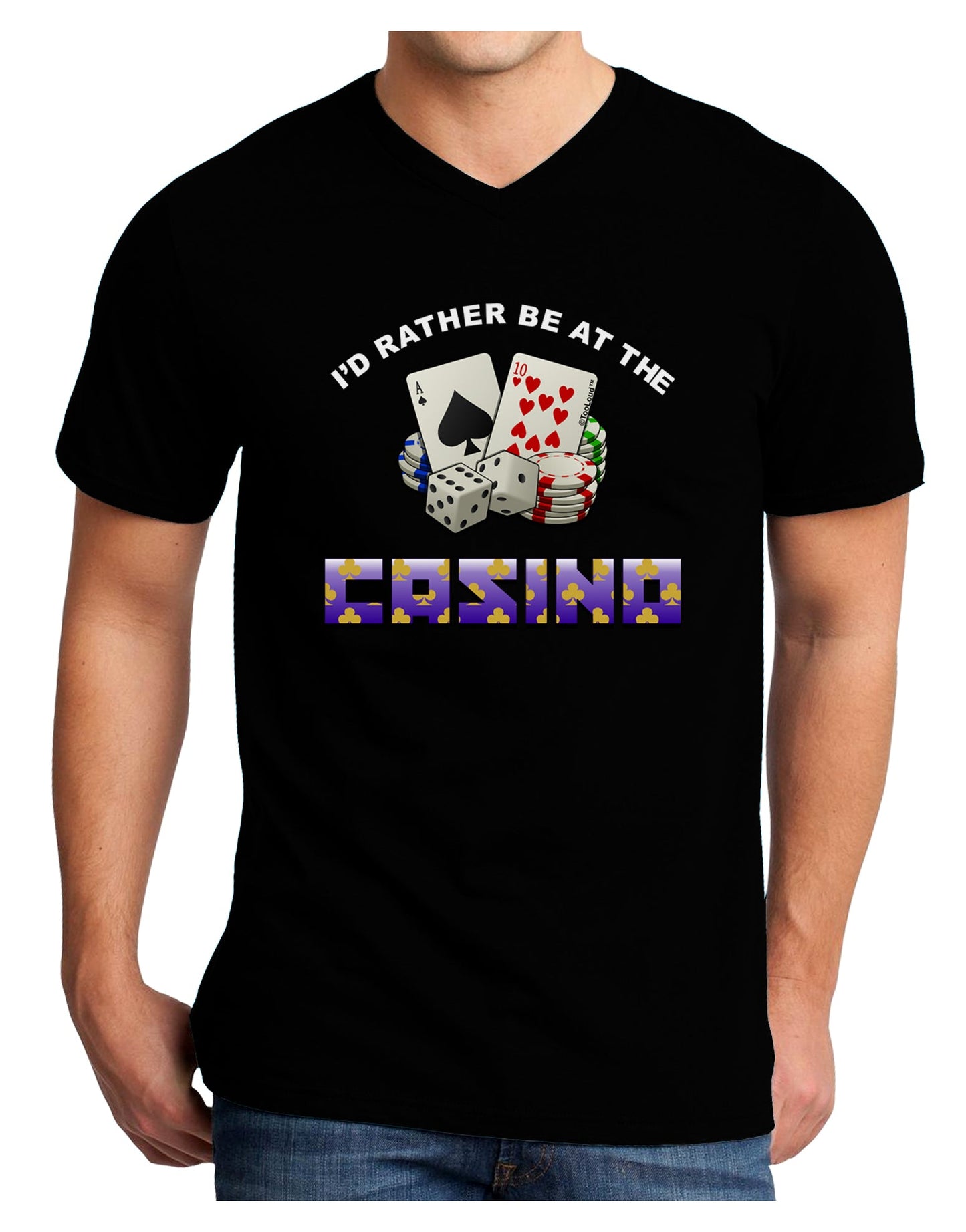 I'd Rather Be At The Casino Funny Adult Dark V-Neck T-Shirt by TooLoud-Mens T-Shirt-TooLoud-Black-Small-Davson Sales