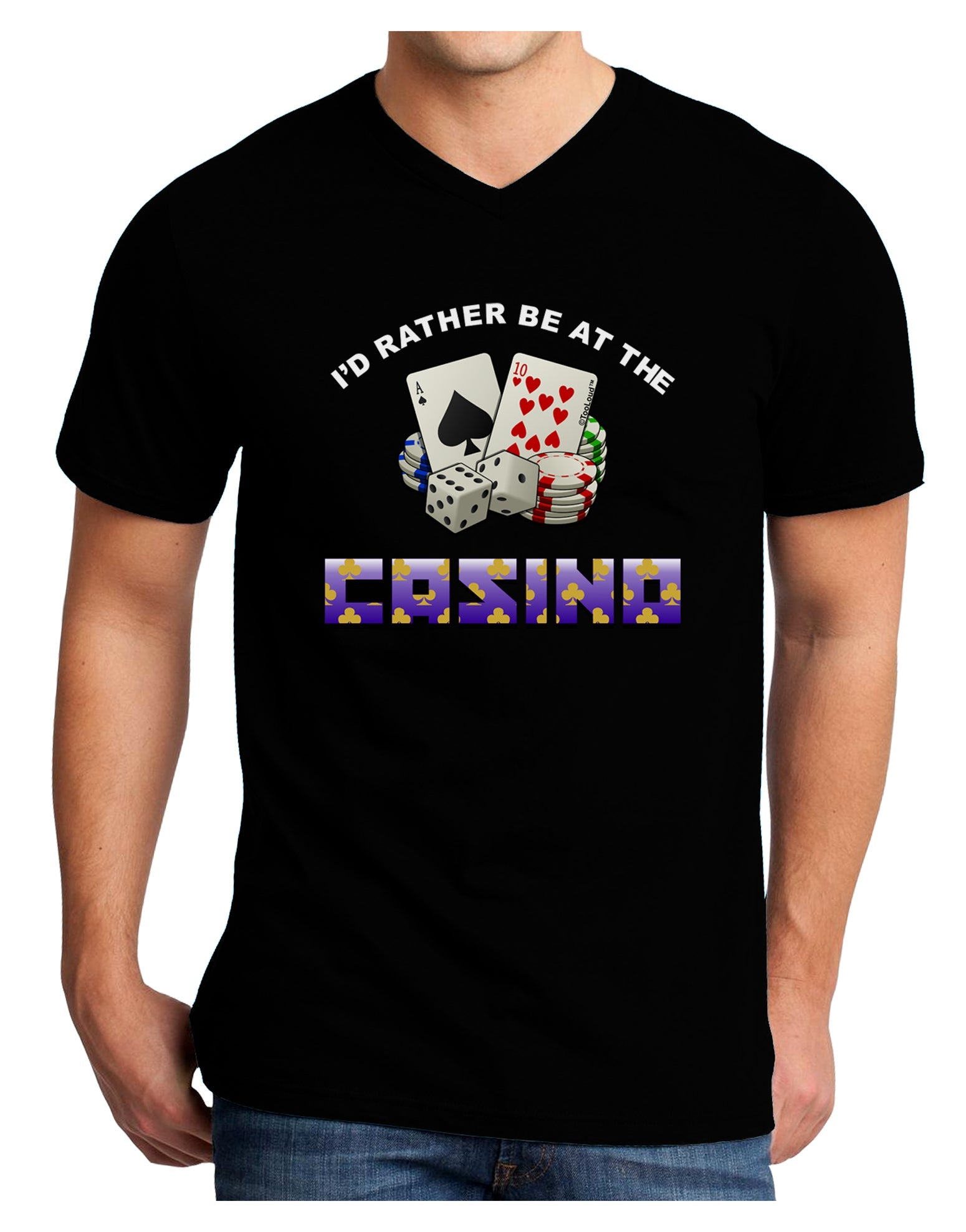 I'd Rather Be At The Casino Funny Adult Dark V-Neck T-Shirt by TooLoud-Mens T-Shirt-TooLoud-Black-Small-Davson Sales