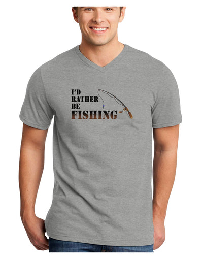 I'd Rather Be Fishing Adult V-Neck T-shirt-Mens V-Neck T-Shirt-TooLoud-HeatherGray-Small-Davson Sales