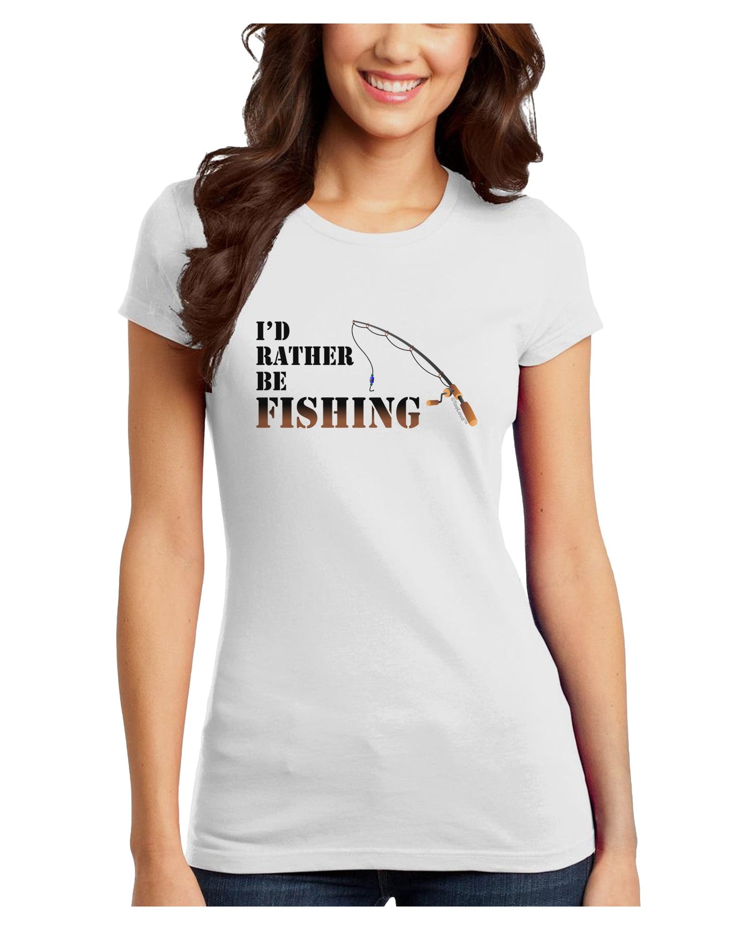 I'd Rather Be Fishing Juniors Petite T-Shirt-T-Shirts Juniors Tops-TooLoud-White-Juniors Fitted X-Small-Davson Sales