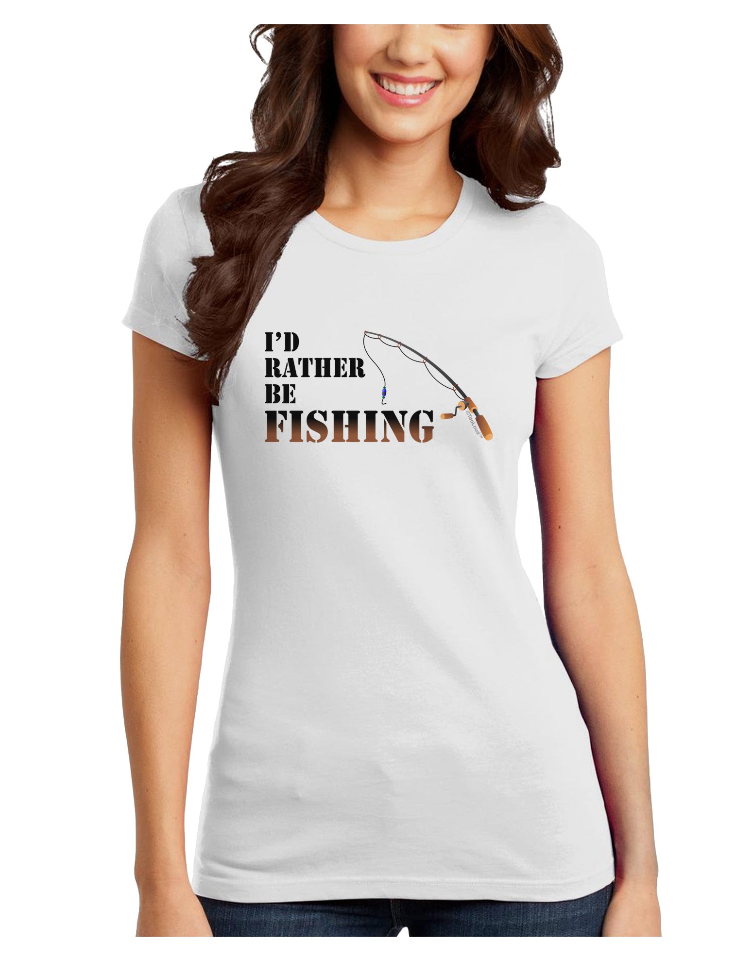I'd Rather Be Fishing Juniors Petite T-Shirt-T-Shirts Juniors Tops-TooLoud-White-Juniors Fitted X-Small-Davson Sales