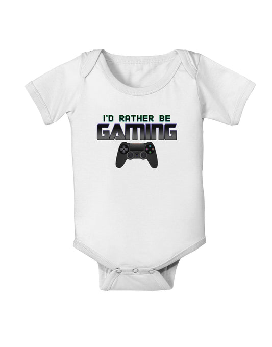 I'd Rather Be Gaming Baby Romper Bodysuit-Baby Romper-TooLoud-White-06-Months-Davson Sales