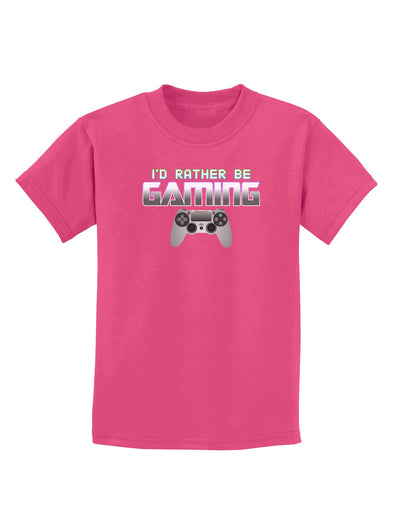 I'd Rather Be Gaming Childrens Dark T-Shirt-Childrens T-Shirt-TooLoud-Sangria-X-Small-Davson Sales