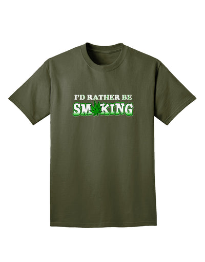 I'd Rather Be Smoking Adult Dark T-Shirt-Mens T-Shirt-TooLoud-Military-Green-Small-Davson Sales