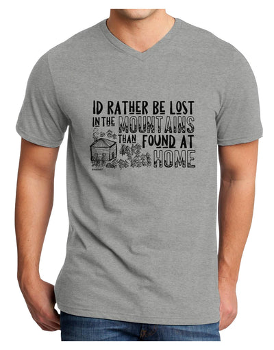 I'd Rather be Lost in the Mountains than be found at Home Adult V-Neck T-shirt-Mens T-Shirt-TooLoud-HeatherGray-Small-Davson Sales