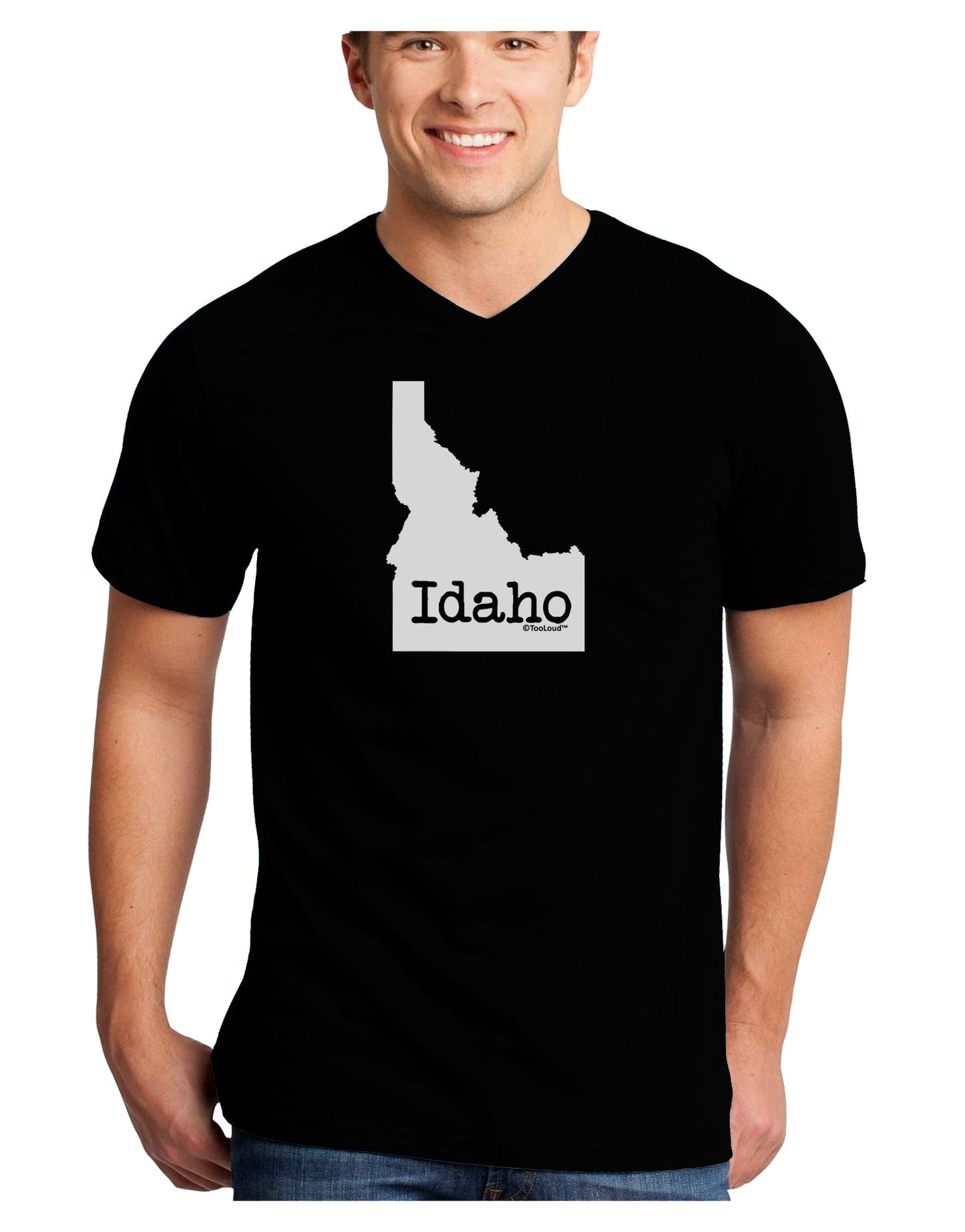 Idaho - United States Shape Adult Dark V-Neck T-Shirt by TooLoud-Mens V-Neck T-Shirt-TooLoud-Black-Small-Davson Sales