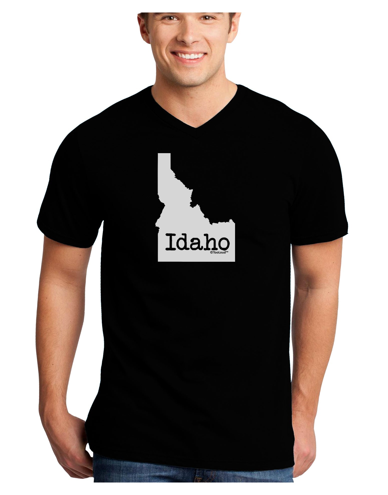 Idaho - United States Shape Adult Dark V-Neck T-Shirt by TooLoud-Mens V-Neck T-Shirt-TooLoud-Black-Small-Davson Sales