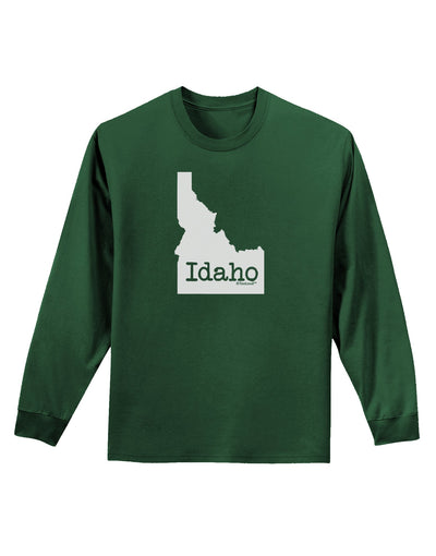 Idaho - United States Shape Adult Long Sleeve Dark T-Shirt by TooLoud-TooLoud-Dark-Green-Small-Davson Sales