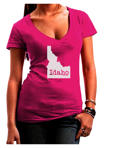 Idaho - United States Shape Juniors V-Neck Dark T-Shirt by TooLoud-Womens V-Neck T-Shirts-TooLoud-Hot-Pink-Juniors Fitted Small-Davson Sales