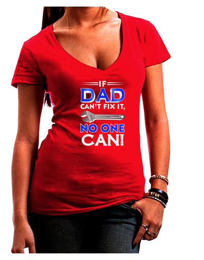 If Dad Can't Fix It Womens V-Neck Dark T-Shirt-Womens V-Neck T-Shirts-TooLoud-Red-Juniors Fitted Small-Davson Sales