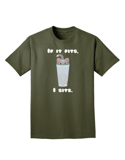 If It Fits - Cute Cat Design Adult Dark T-Shirt by TooLoud-Mens T-Shirt-TooLoud-Military-Green-Small-Davson Sales