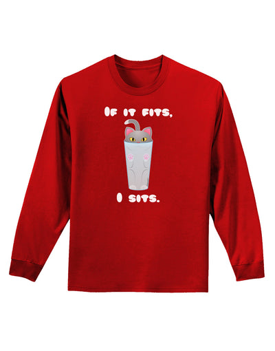 If It Fits - Cute Cat Design Adult Long Sleeve Dark T-Shirt by TooLoud-TooLoud-Red-Small-Davson Sales