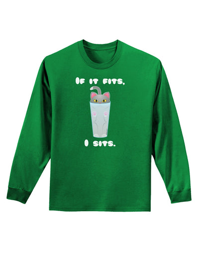 If It Fits - Cute Cat Design Adult Long Sleeve Dark T-Shirt by TooLoud-TooLoud-Kelly-Green-Small-Davson Sales