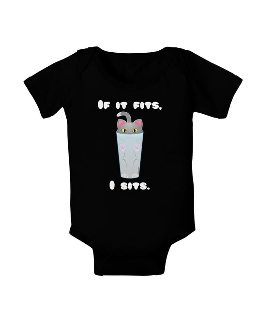 If It Fits - Cute Cat Design Baby Romper Bodysuit Dark by TooLoud-Baby Romper-TooLoud-Black-06-Months-Davson Sales