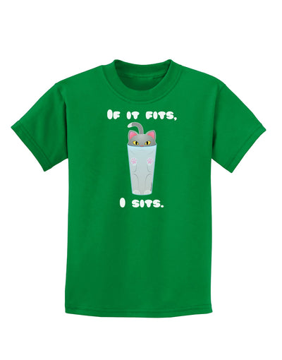 If It Fits - Cute Cat Design Childrens Dark T-Shirt by TooLoud-Childrens T-Shirt-TooLoud-Kelly-Green-X-Small-Davson Sales