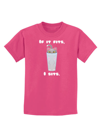 If It Fits - Cute Cat Design Childrens Dark T-Shirt by TooLoud-Childrens T-Shirt-TooLoud-Sangria-X-Small-Davson Sales