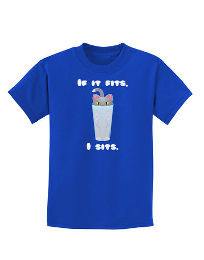 If It Fits - Cute Cat Design Childrens Dark T-Shirt by TooLoud-Childrens T-Shirt-TooLoud-Royal-Blue-X-Small-Davson Sales