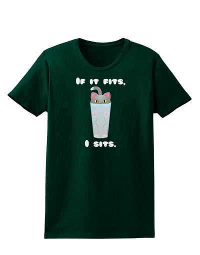 If It Fits - Cute Cat Design Womens Dark T-Shirt by TooLoud-Womens T-Shirt-TooLoud-Forest-Green-Small-Davson Sales