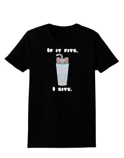 If It Fits - Cute Cat Design Womens Dark T-Shirt by TooLoud-Womens T-Shirt-TooLoud-Black-X-Small-Davson Sales