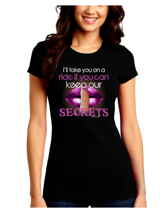If You Can Keep Our Secrets Juniors Petite Crew Dark T-Shirt-T-Shirts Juniors Tops-TooLoud-Black-Juniors Fitted Small-Davson Sales