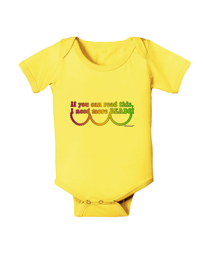 If You Can Read This I Need More Beads - Mardi Gras Baby Romper Bodysuit by TooLoud-Baby Romper-TooLoud-Yellow-06-Months-Davson Sales