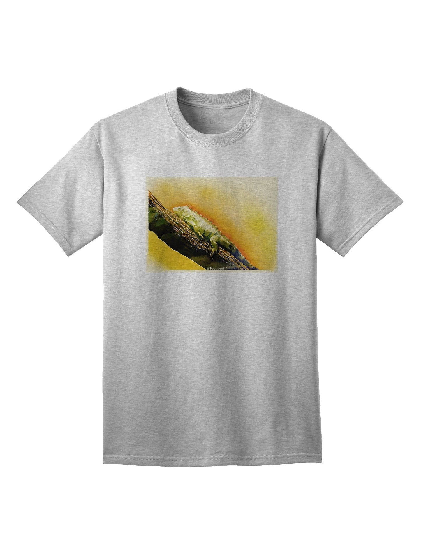 Iguana Watercolor Adult T-Shirt-Mens T-Shirt-TooLoud-AshGray-Small-Davson Sales