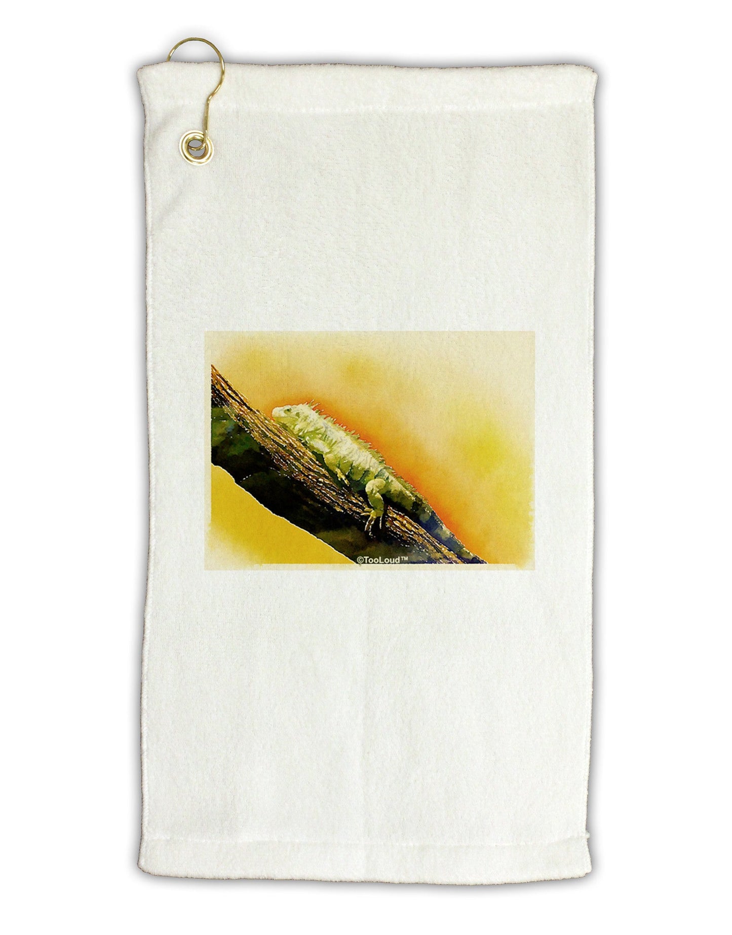 Iguana Watercolor Micro Terry Gromet Golf Towel 11"x19-Golf Towel-TooLoud-White-Davson Sales