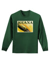 Iguana Watercolor Text Adult Long Sleeve Dark T-Shirt-TooLoud-Dark-Green-Small-Davson Sales