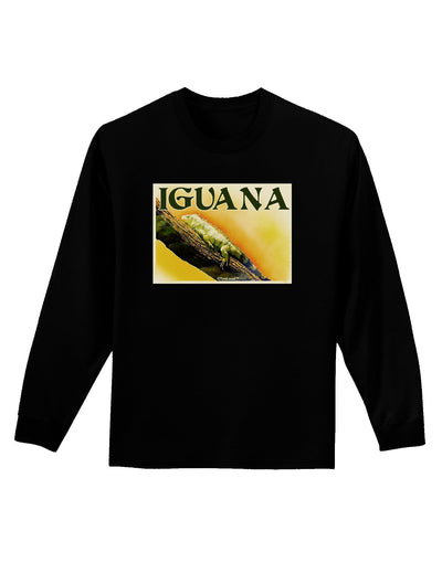 Iguana Watercolor Text Adult Long Sleeve Dark T-Shirt-TooLoud-Black-Small-Davson Sales