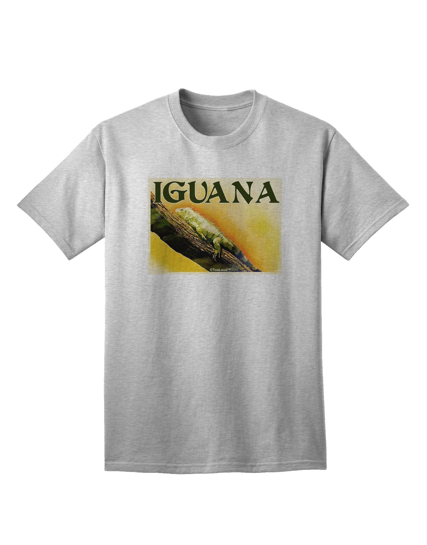 Iguana Watercolor Text Adult T-Shirt-Mens T-Shirt-TooLoud-AshGray-Small-Davson Sales