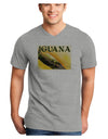 Iguana Watercolor Text Adult V-Neck T-shirt-Mens V-Neck T-Shirt-TooLoud-HeatherGray-Small-Davson Sales