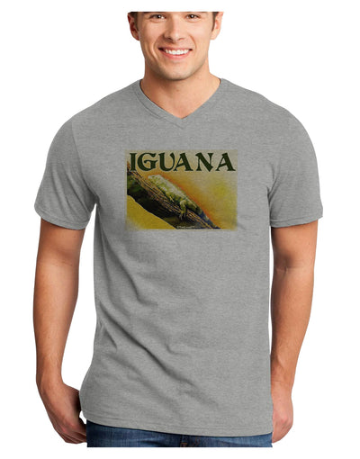 Iguana Watercolor Text Adult V-Neck T-shirt-Mens V-Neck T-Shirt-TooLoud-HeatherGray-Small-Davson Sales